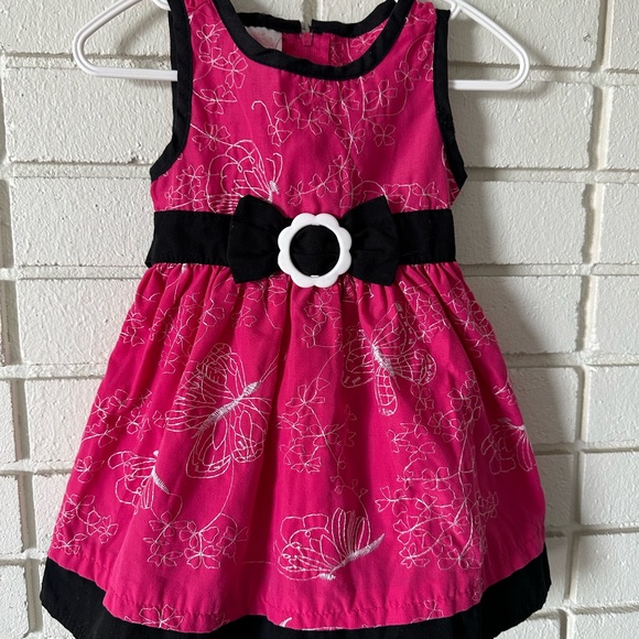 Pink and black butterfly A line Dress - Picture 4 of 5